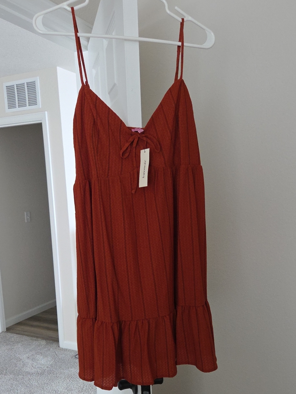 Francesca's Collections Rust Red Textured Slip Dress